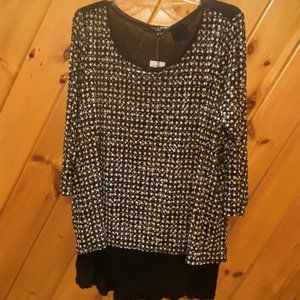 Cable & Gauge Black & White Dot Top - Size 1X